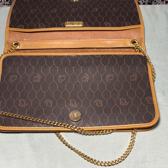 Vintage Christian Dior Honeycomb Chain Crossbody Bag - Brown & Tan - Picture 7 of 11